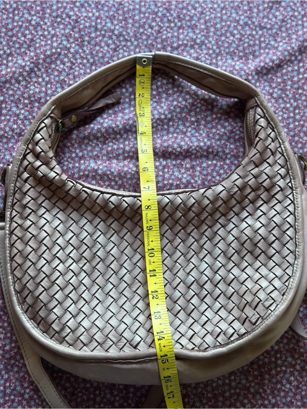Sundance Telluride leather Woven Hobo Bag in Blush pink